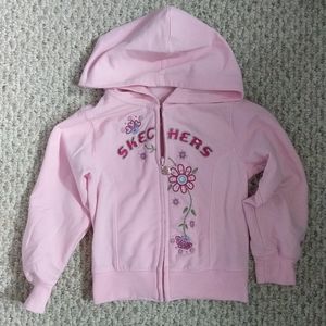 Skechers girls pink hoodie sweatshirt with ❤️ & 🌸